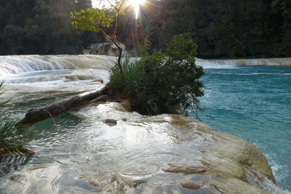 Mexiko: Felsen im Wasser der Agua Azul